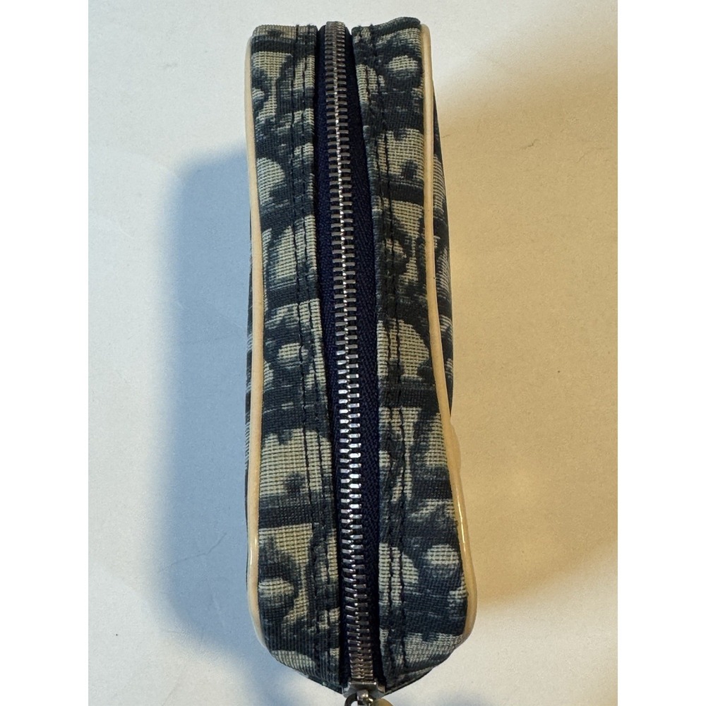Christian Dior Trotter Canvas Pouch PVC Navy Silver Authentic - Picture 6 of 11